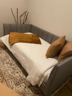 Daybed for sale (frame, mattress, box spring, and mattress cover). Free rug included!