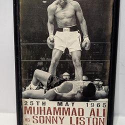 Muhammad Ali vs Sonny Liston 1965 Wall Art Knockout Photo 13x8 MDF Hobby Lobby Decor