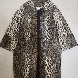 Helene Berman London Leopard Print Faux Fur Coat - Size M