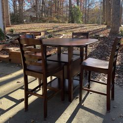 Wooden Drop Leaf Table + 4 Matching Chairs