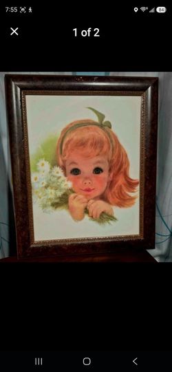 Vintage framed "Northern Girl" tissue print. Frances Hook. 14x17