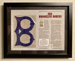 1916 Brooklyn Robins Framed MLB Baseball Cloth Embroidered Patch - Cooperstown Collection 125 Years Of Official Baseball Patches - By Willabee & Ward