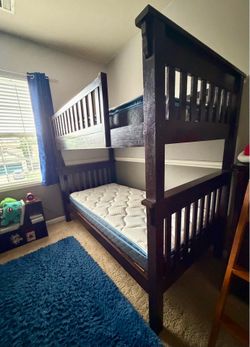 🛏️ COMPLETE Solid Wood Bunk Bed Set + 2 Mattresses 🛏️