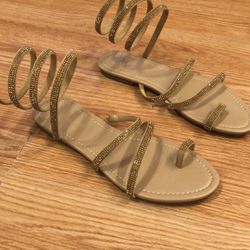 Gold “Samari” sandals Size 9