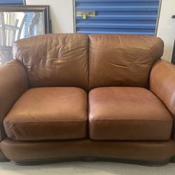 Brown Leather Couch And Loveseat (sofa)