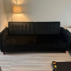 Black Velvet Sofa Bed 81.5”