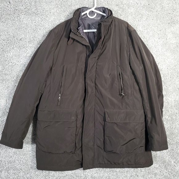 Gimos Mens Quilted Jacket Size 3XL Brown Removable Liner Coat Winter Italy READ 