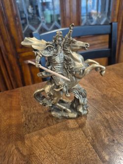 Vintage Guan Yu brass statue
