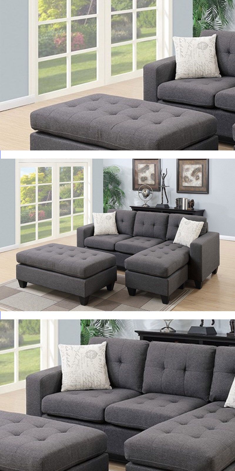 SECTIONAL & OTTOMAN | LIVING ROOM | COUCH | LOVESEAT | SOFA | JUEGO DE SALA | DELIVERY FREE BY TMF 🚚📦🛠