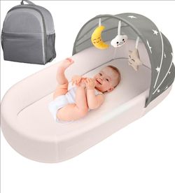 Portable Baby Bassinet- Travel Bassinet for Newborn and Infant, Suitable for Indoor & Outdoor Carry, Lightweight Foldable Washable, Portable Bassinet 