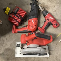 Milwaukee tool set circular saw, sawzall, drill