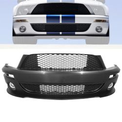 Fits 05-09 Ford Mustang GT V6 Shelby GT500 Front Bumper Conversion W/ Grille