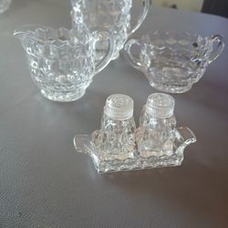 Vintage Fasterio Cubed Cream And Sugar Set With Salt And Pepper Set With 4inch Pitcher