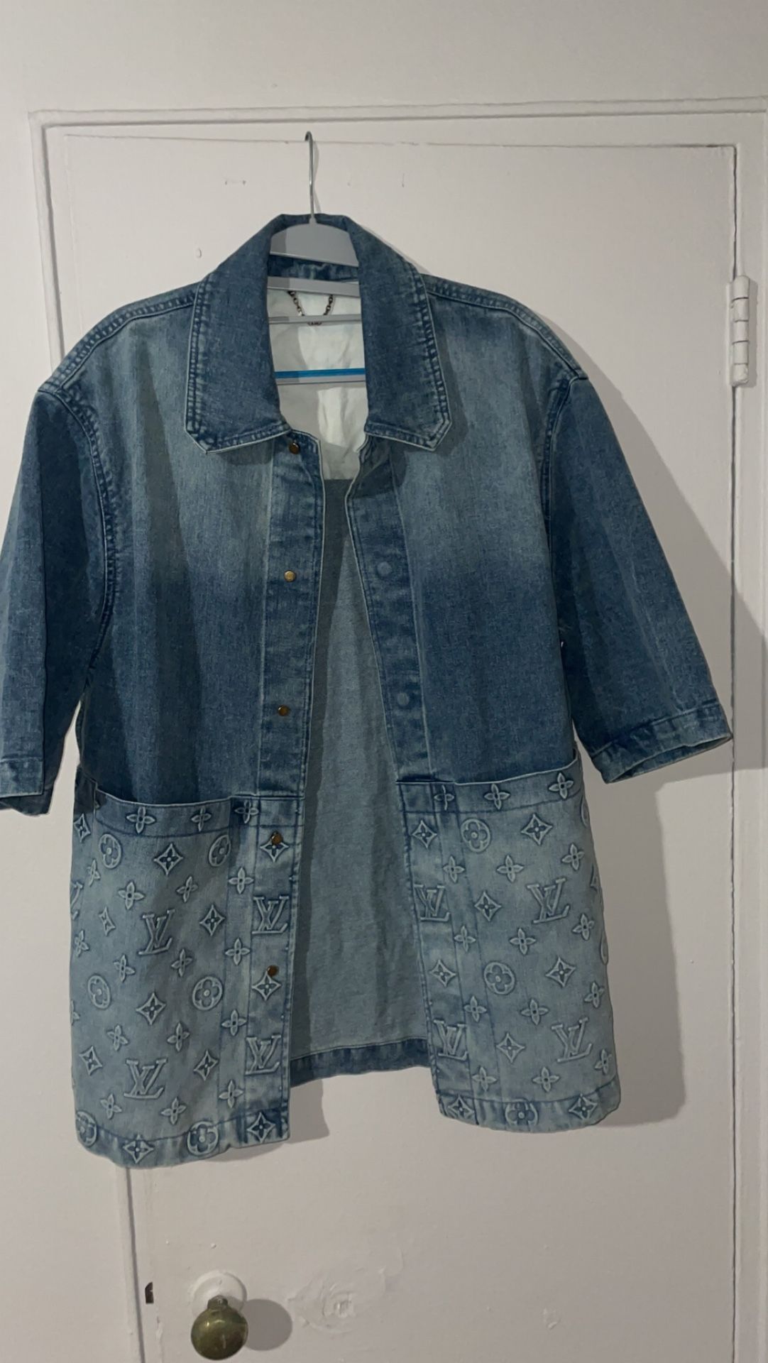 Louis Vuitton Short-sleeved Denim Workwear Shirt 1ABLDH, Blue, Please Contact Seller for Other Sizes