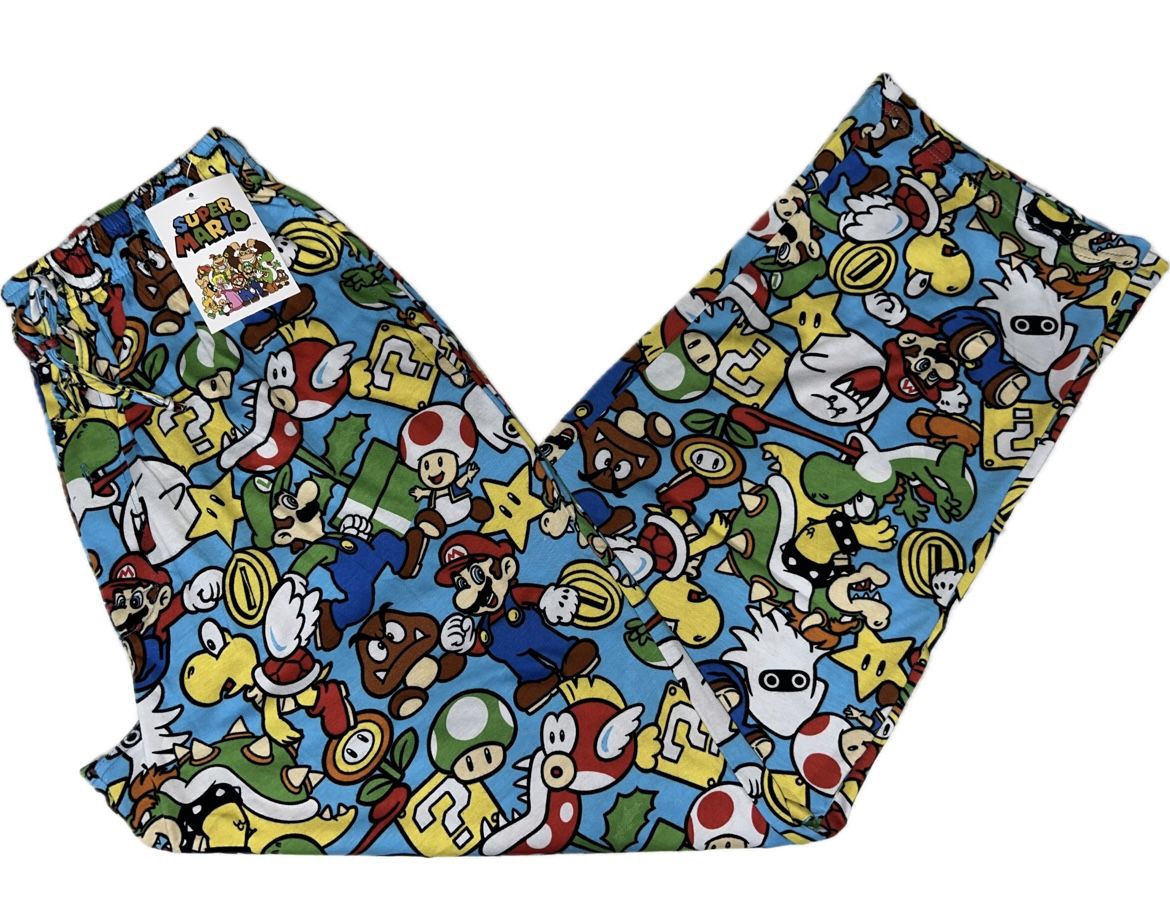 Nintendo Super Mario Pajama Pants with Pockets Mens Medium-XL NWT