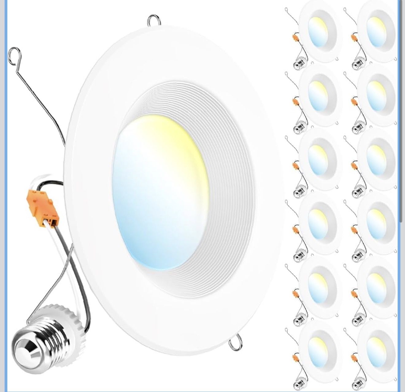 Sunco 12 Pack Recessed Lighting 6 Inch, Retrofit Can Lights, 965LM, 13W (75W Equivalent), Selectable CCT 2700K/3000K/3500K/4000K/5000K, Dimmable, Baff
