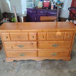 Six Drawer Chest Light Pine With Mirror