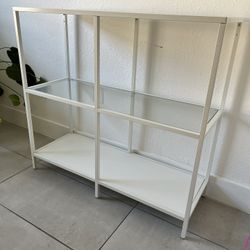 IKEA VITTSJO white glass and wood shelf