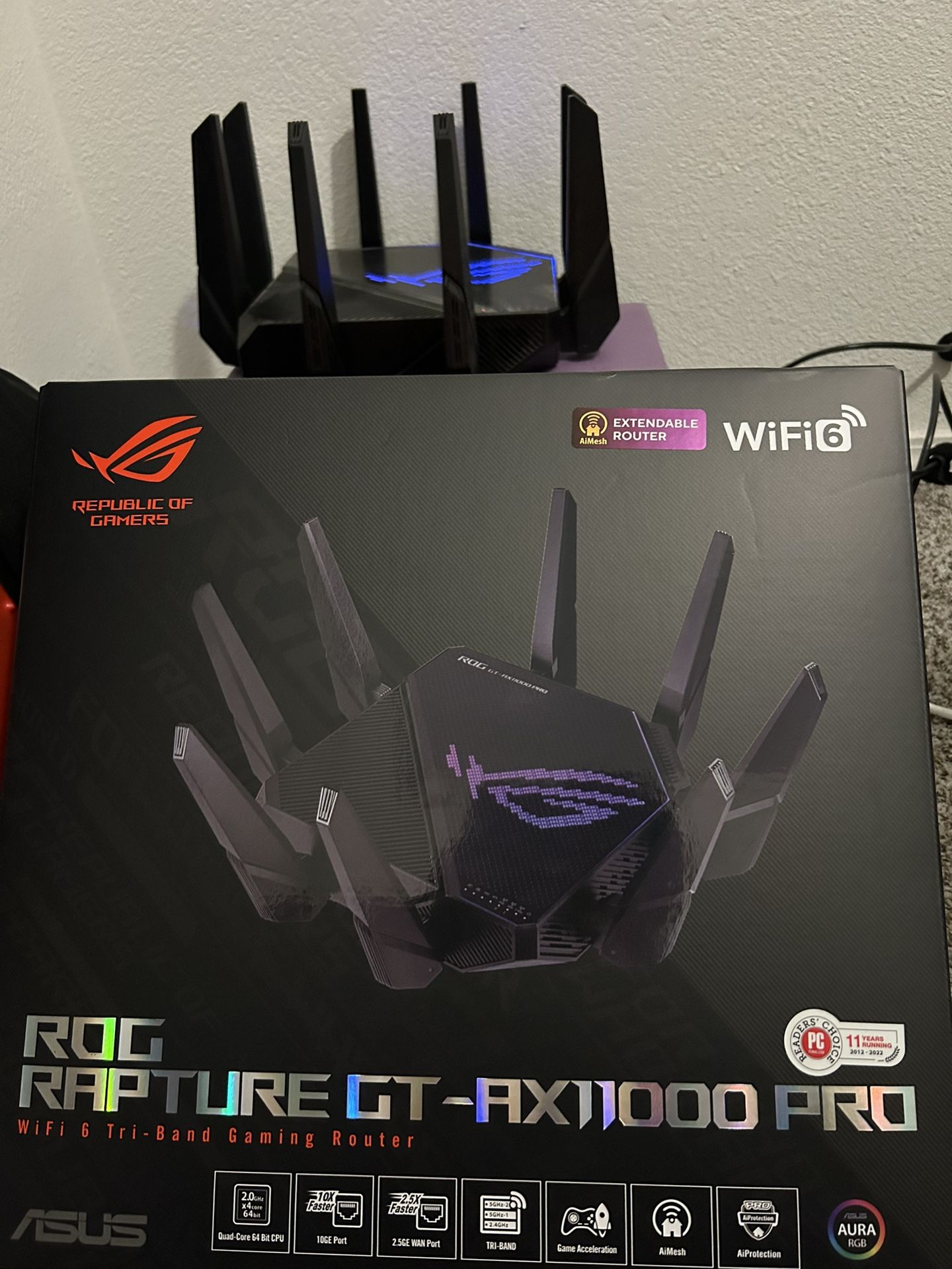 ASUS ROG Rapture GT-AX11000 Pro Tri-Band WiFi 6 Extendable Gaming Router