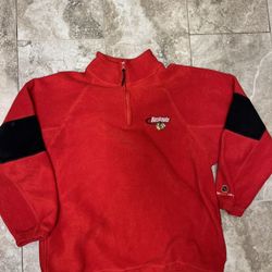 The Coolest Game Chicago Blackhawks Fleece Pullover Jacket Men's Size Large Quarter Zip 