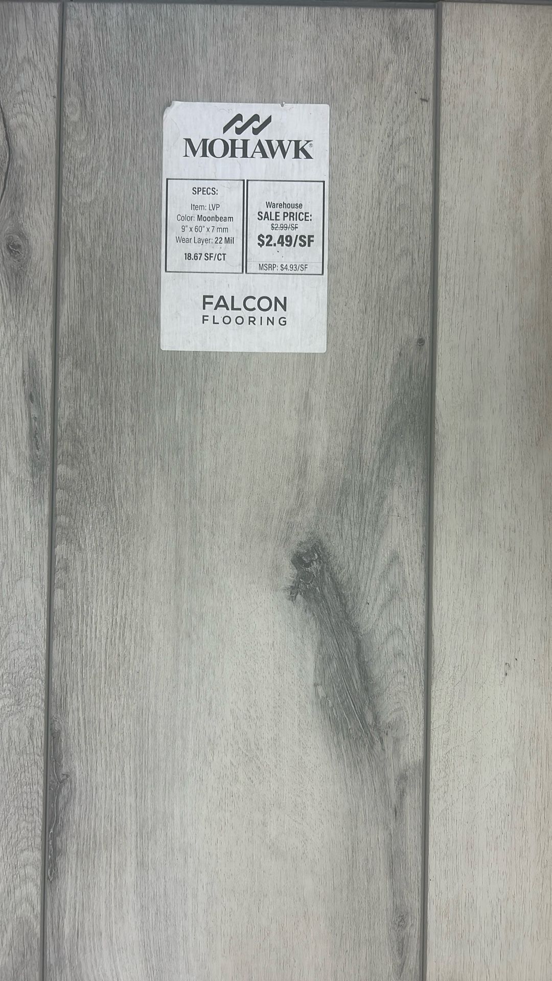 $2.49/SF 100% Waterproof Luxury Vinyl Flooring ( Moonbeam)