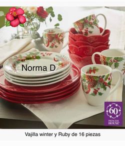 Vajilla winter y Ruby de 16 piezas nuevas en sus cajas 🌺 princess house 🌺