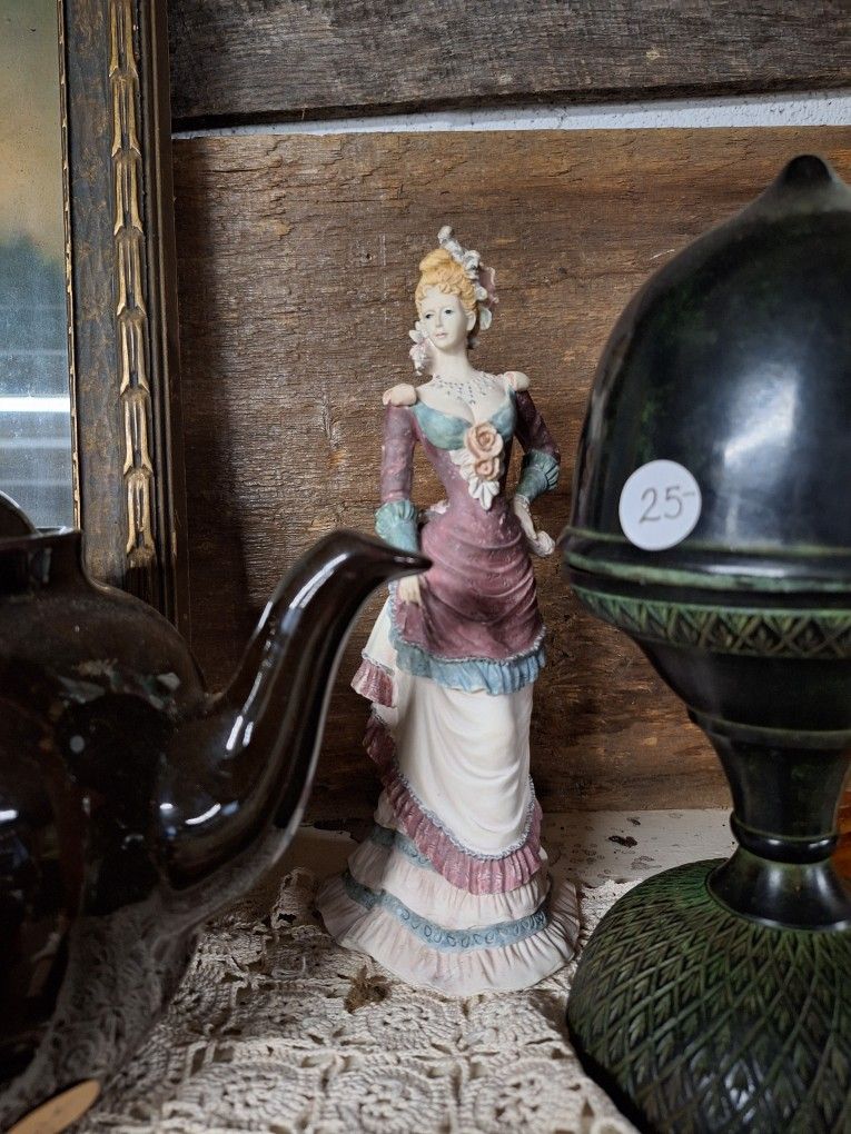Harvest Hamlet Collection Victorian Lady Figurine In Bustle Dress Bridgerton