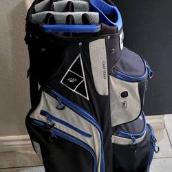 Yovital 14 Way Golf Cart Bag for Push Bag Classy Design Full Length with Cooler, Rain Hood waterproof black and blue 