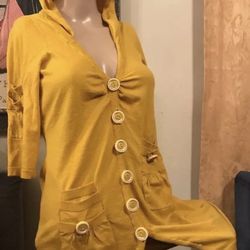 Monogram yellow cardigan hooded size small