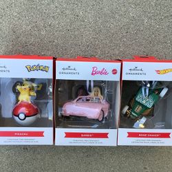 New 2024 Hallmark Ornaments Hot Wheels Pokémon Pikachu  Barbie Corvette (VALENCIA) $20 Each