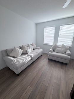 Modern Light Gray Sofa Set –(barely used )Couch + Oversized Chair – Excellent Condition