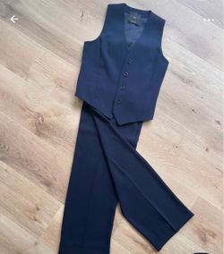 Mango women Navy Blue Suit Waistcoat and Trousers Set