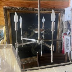 Simple elegant Sliver chandelier $125  27” x 20 “