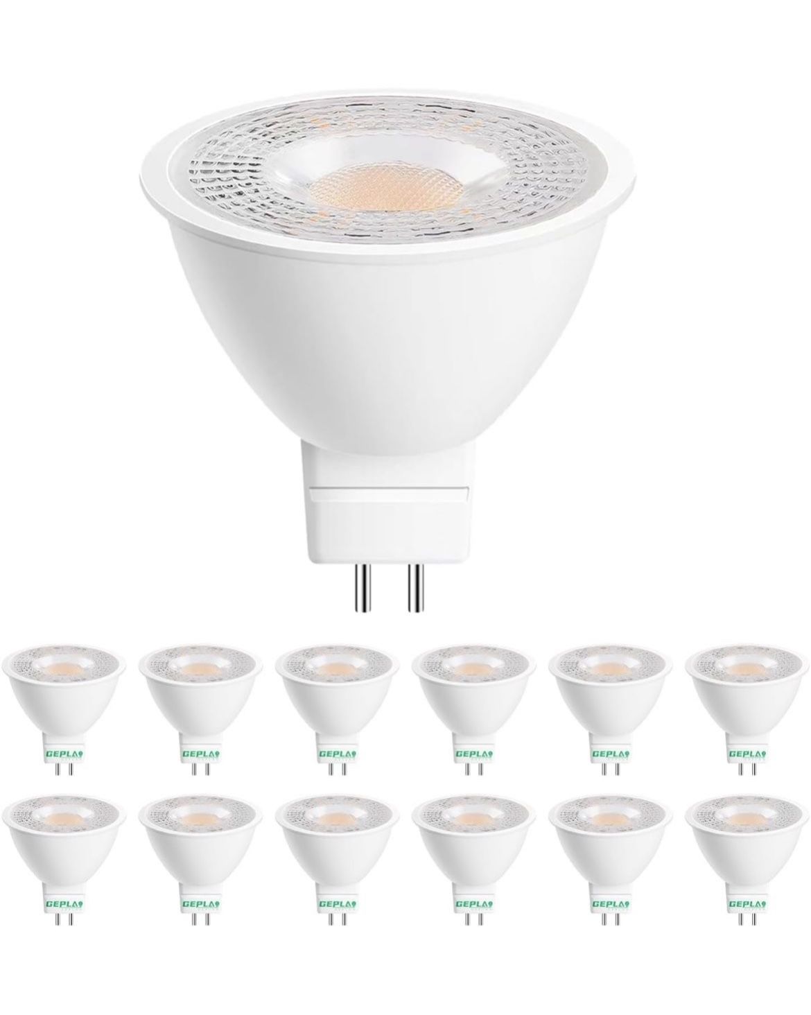 GEPLAD 12 Pack MR16 LED Bulb,GU5.3 Bi-Pin Base LED Bulbs, 5W (50W Equivalent) 5000K Daylight 450LM 40 Degree Beam Angle f