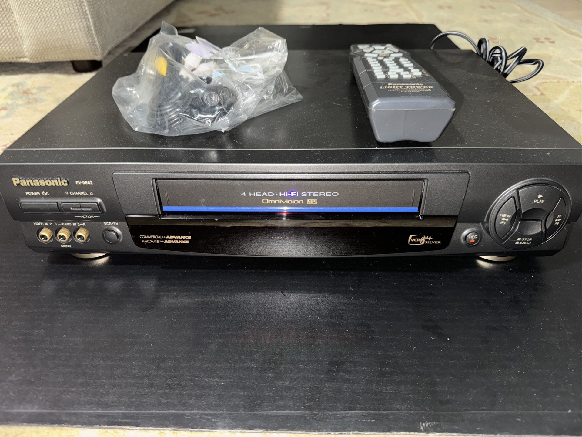 VCR Panasonic PV-9662 Omnivision PlusVHS Player 4 Head Hi-Fi Remote Work Tested