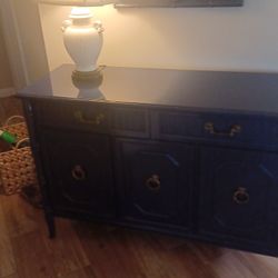 Broyhill Faux Bamboo Chest And Matching Mirror