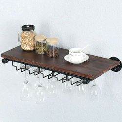 Industrial  Wine Bottle Shelving Hanging Steamware Rack 