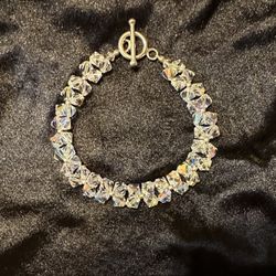 Swarovski Crystal and Sterling Silver Bicone Bracelet 