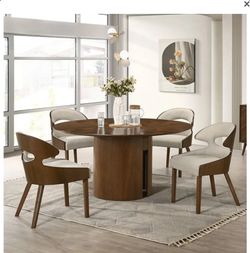 Mega sale! 5 PCS  Torrento Collection  Round Dining Table Set   -  Walnut now on sale 1249.00 free delivery 🚚