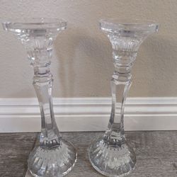 MIKASA ROCHESTER LEAD CRYSTAL 11.8" TALL CANDLESTICKS CANDLE HOLDERS