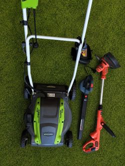 Greenworks Electric Corded 21" Lawn Mower, Trimmer and Blower Combo (cable included)