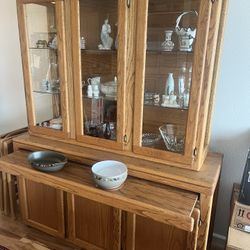 1980s Oak 2 Piece Cabinet
