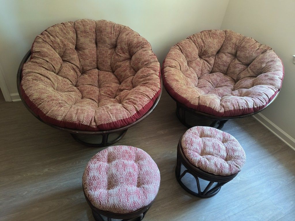 Papasan Chairs With Ottomans