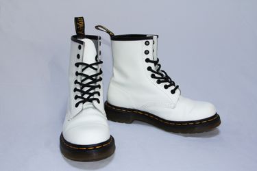 Dr Martens White 1460 Leather Lace Up Boots, Size women’s 8