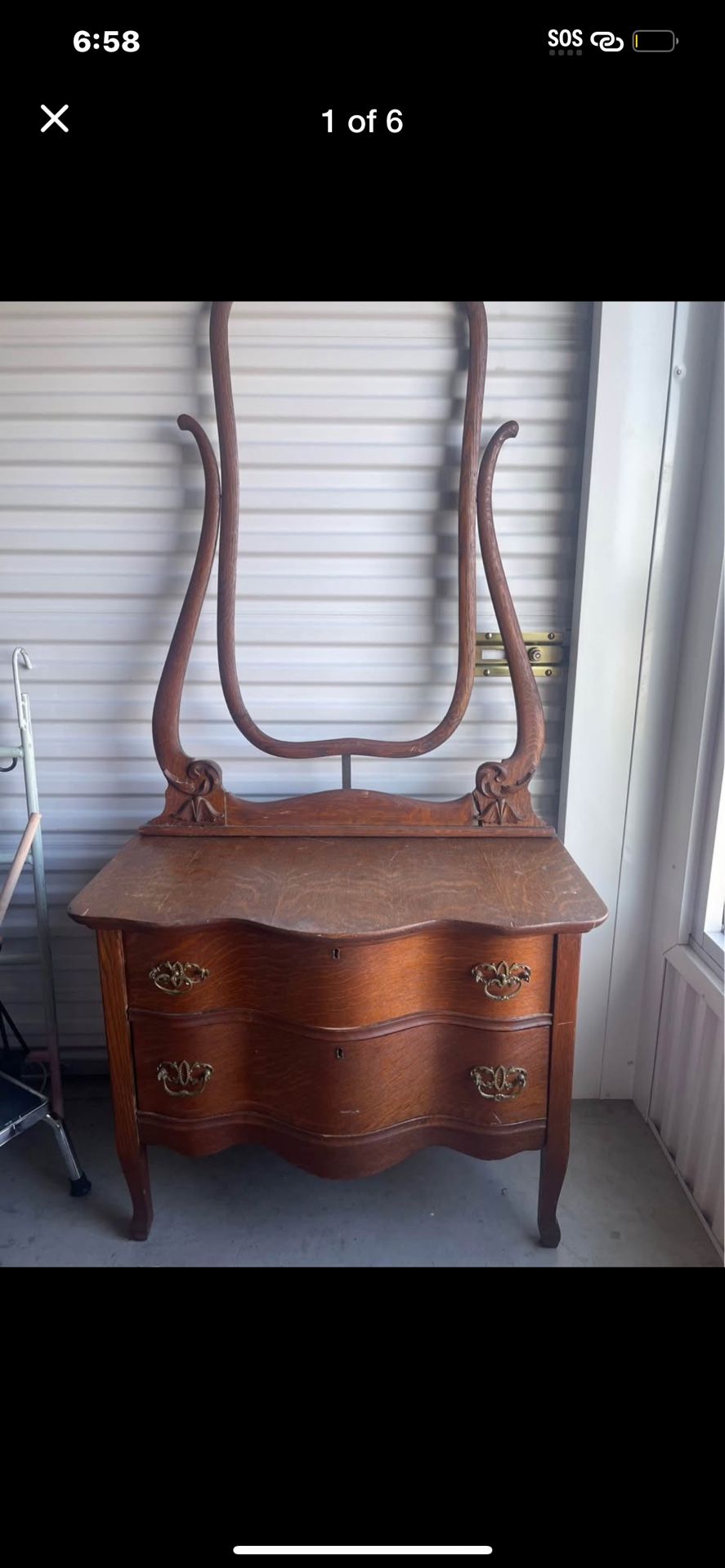antique serpentine oak dresser