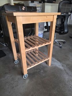 Wooden Kitchen Cart with Wheels