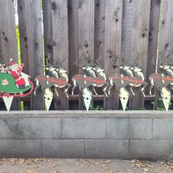 Vintage Christmas Santa and Reindeer Yard Stakes