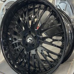 Forgiato Cravatta Staggered 22x9 - 22x10.5 Glossy Black For Mercedes S550 - S580 🔥🔥🔥🔥🔥
