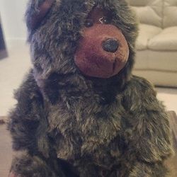 Plush Brown Bear with Red Bow