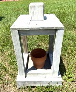 Medium size Shabby chic reclaimed wood with terra-cotta plant pot fill with your own plants outdoor decor